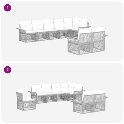 Havesofa Sæt 8 stk. Beige polyrattan