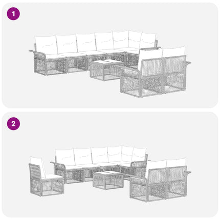 Havesofa Sæt 9 stk. Grå polyrattan