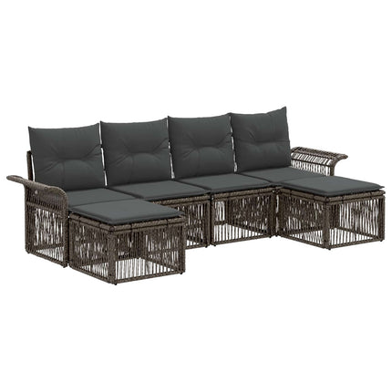 Havesofa Sæt 6 stk. Grå polyrattan