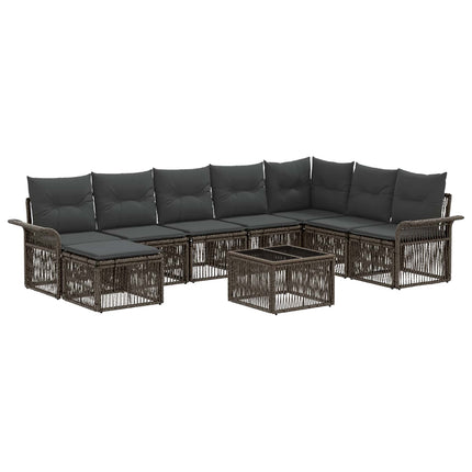 Havesofa Sæt 9 stk. Grå polyrattan