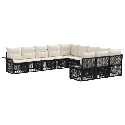Havesofa Sæt 11 stk. Sort polyrattan