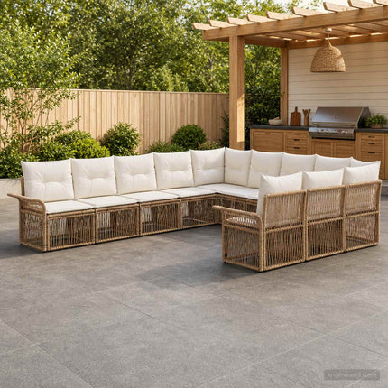 Havesofa Sæt 11 stk. Beige polyrattan