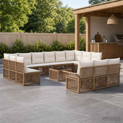 Havesofa Sæt 14 stk. Beige polyrattan