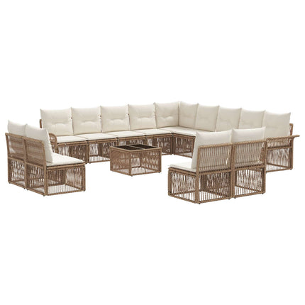 Havesofa Sæt 14 stk. Beige polyrattan