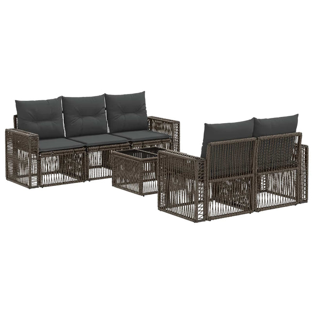 Havesofa Sæt 6 stk. Grå polyrattan