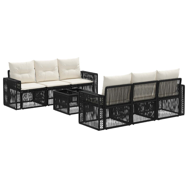Havesofa Sæt 7 stk. Sort polyrattan