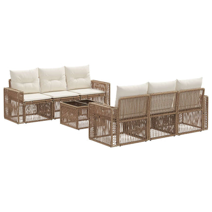 Havesofa Sæt 7 stk. Beige polyrattan