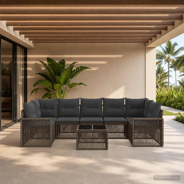 Havesofa Sæt 8 stk. Grå polyrattan