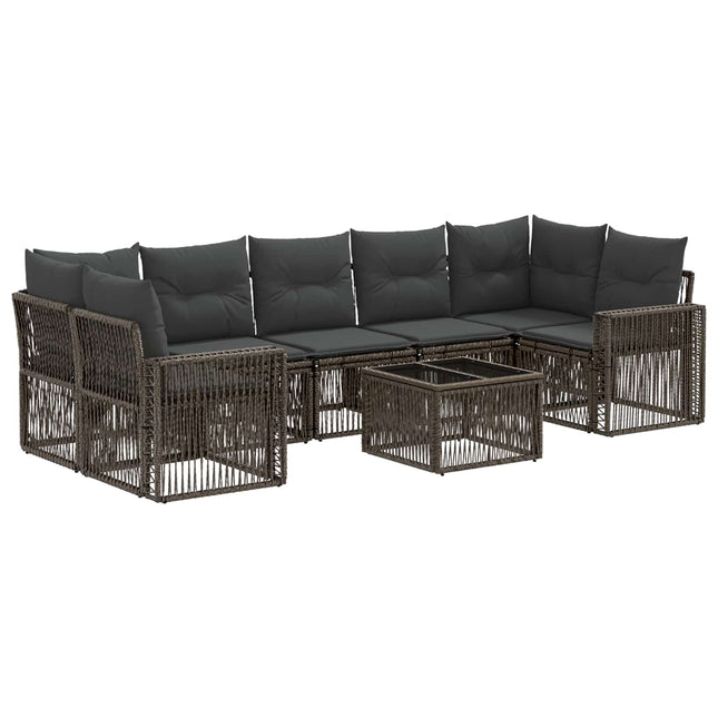 Havesofa Sæt 8 stk. Grå polyrattan