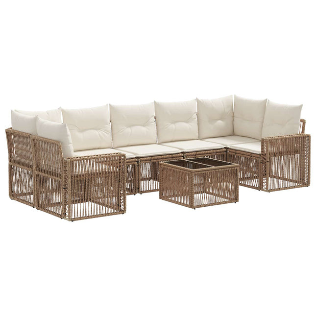 Havesofa Sæt 8 stk. Beige polyrattan