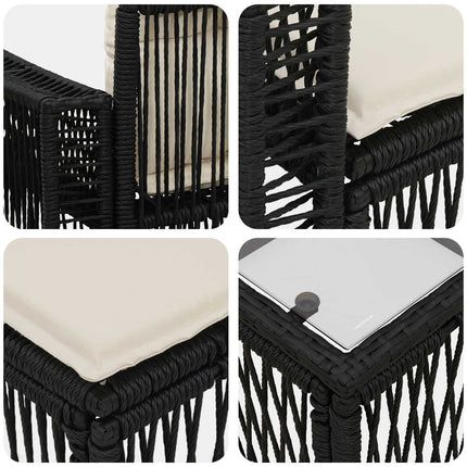 Havesofa Sæt 9 stk. Sort polyrattan