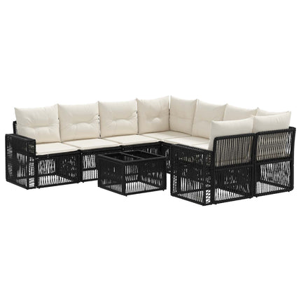 Havesofa Sæt 9 stk. Sort polyrattan
