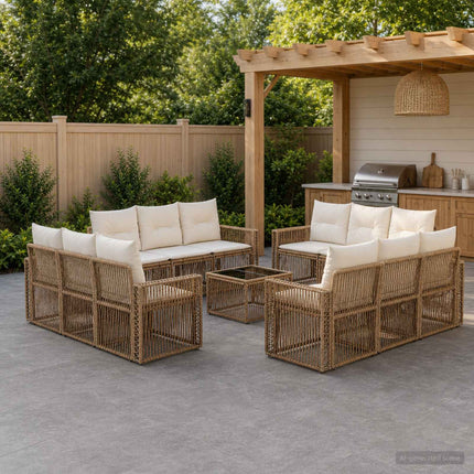 Havesofa Sæt 13 stk. Beige og cremehvid polyrattan