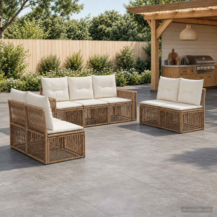 Havesofa Sæt 7 stk. Beige og cremehvid polyrattan