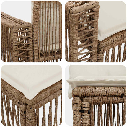 Havesofa Sæt 4 stk. Beige og cremehvid polyrattan