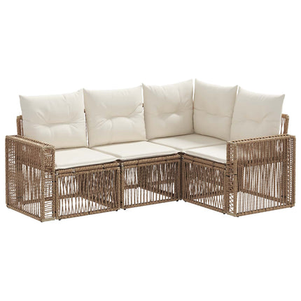 Havesofa Sæt 4 stk. Beige og cremehvid polyrattan