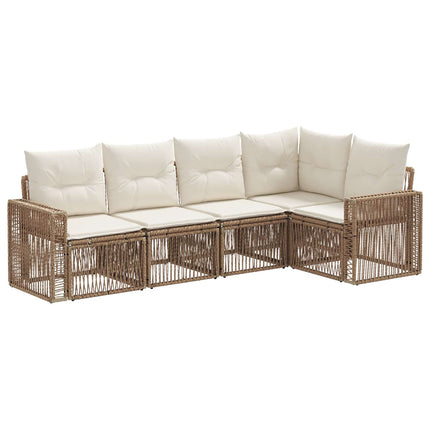Havesofa Sæt 5 stk. Beige og cremehvid polyrattan