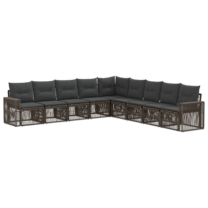 Havesofa Sæt 9 stk. Grå og Mørkegrå polyrattan