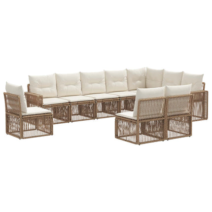 Havesofa Sæt 10 stk. Beige og cremehvid polyrattan
