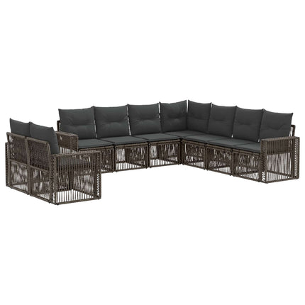 Havesofa Sæt 9 stk. Grå og Mørkegrå polyrattan