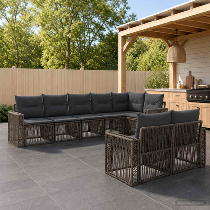 Havesofa Sæt 8 stk. Grå og Mørkegrå polyrattan
