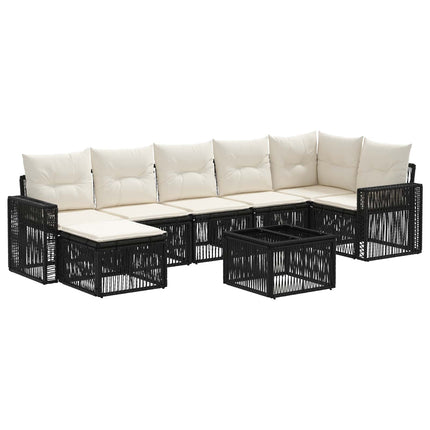 Havesofa Sæt 8 stk. Sort og Cremehvid polyrattan
