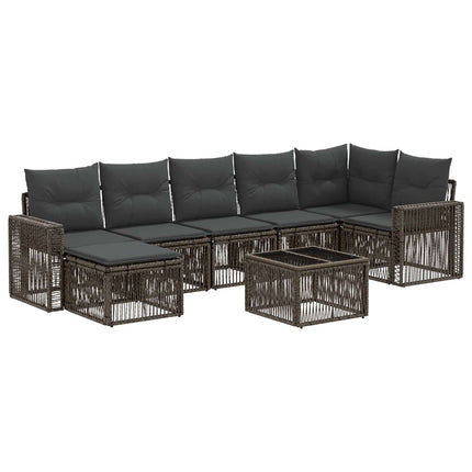 Havesofa Sæt 8 stk. Grå og Mørkegrå polyrattan