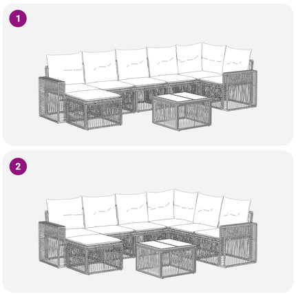 Havesofa Sæt 8 stk. Grå og Mørkegrå polyrattan
