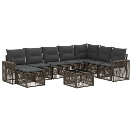 Havesofa Sæt 9 stk. Grå og Mørkegrå polyrattan