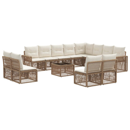 Havesofa Sæt 13 stk. Beige og cremehvid polyrattan