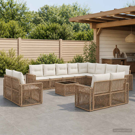 Havesofa Sæt 13 stk. Beige og cremehvid polyrattan