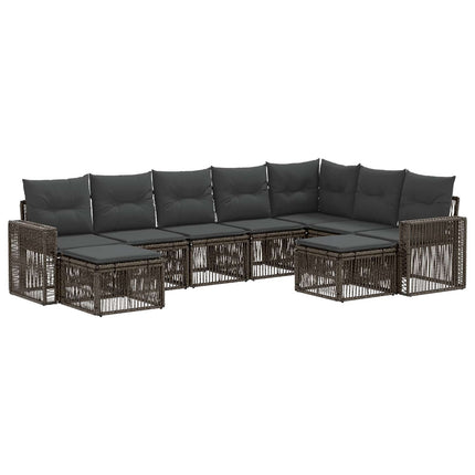 Havesofa Sæt 9 stk. Grå og Mørkegrå polyrattan