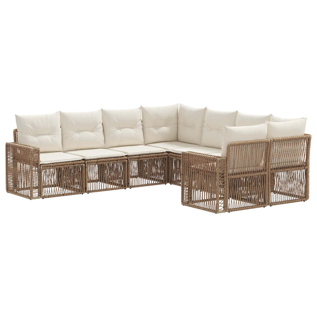 Havesofa Sæt 8 stk. 8-Antal sæder Beige og cremehvid polyrattan