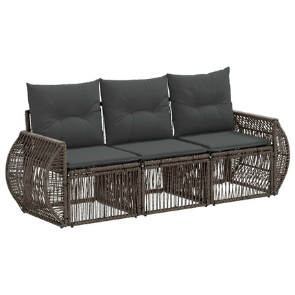 Havesofa Sæt 3 stk. Grå og Mørkegrå polyrattan