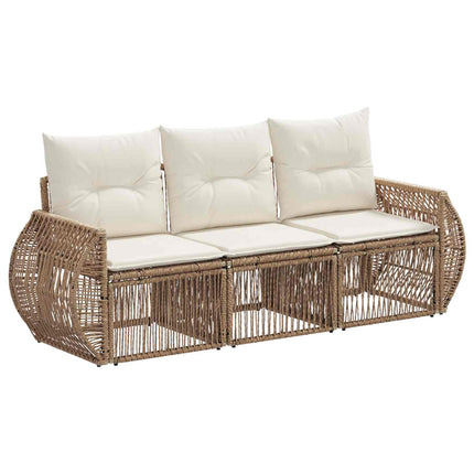 Havesofa Sæt 3 stk. Beige og cremehvid polyrattan