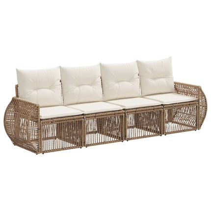 Havesofa Sæt 4 stk. Beige og cremehvid polyrattan