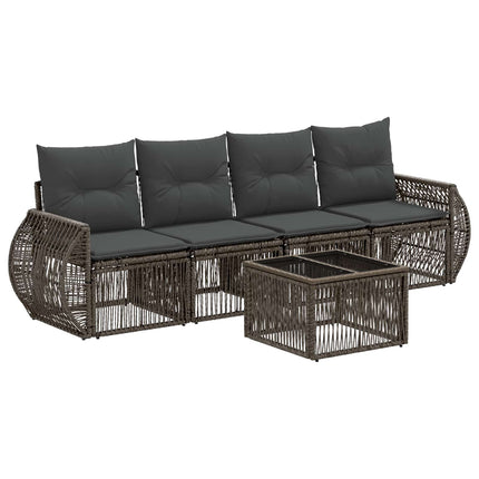 Havesofa Sæt 5 stk. Grå og Mørkegrå polyrattan