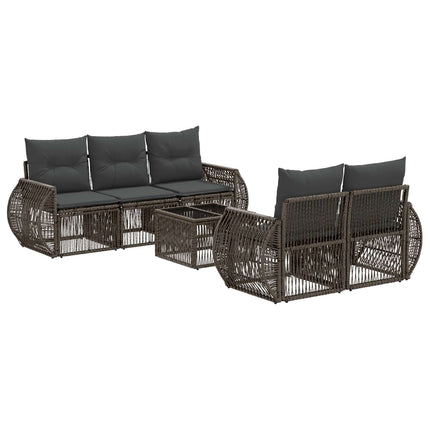 Havesofa Sæt 6 stk. Grå polyrattan