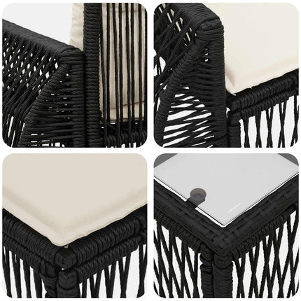 Havesofa Sæt 7 stk. Sort polyrattan