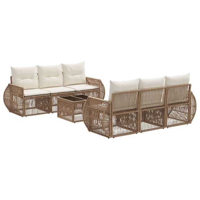 Havesofa Sæt 7 stk. Beige polyrattan