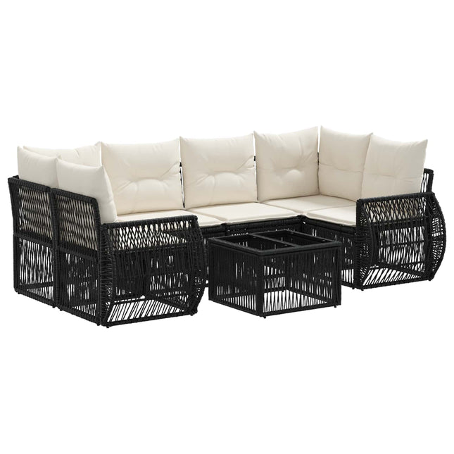 Havesofa Sæt 7 stk. Sort polyrattan