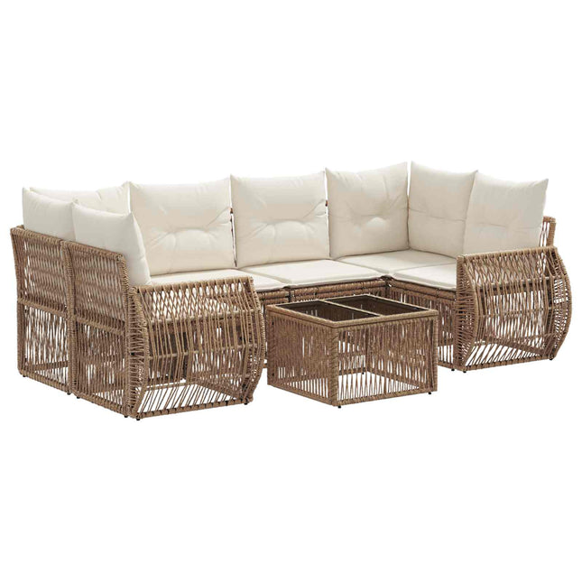 Havesofa Sæt 7 stk. Beige polyrattan
