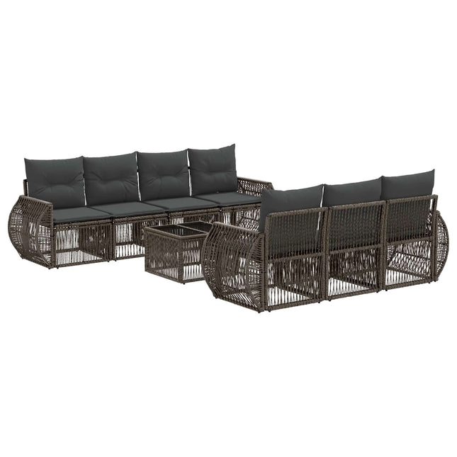 Havesofa Sæt 8 stk. Grå polyrattan