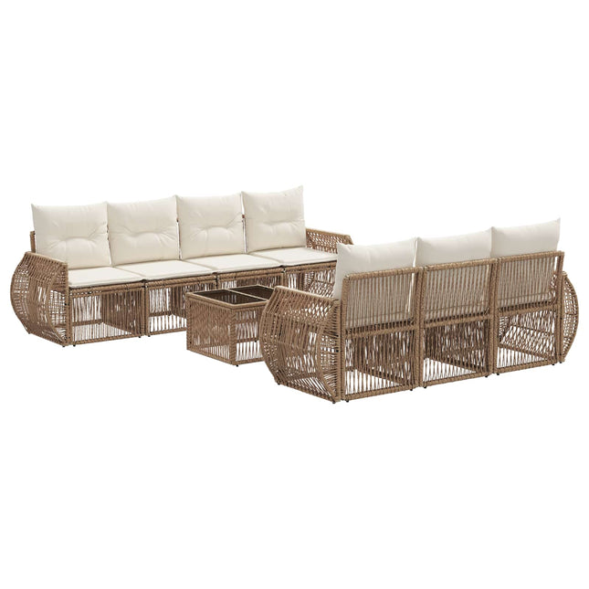 Havesofa Sæt 8 stk. Beige polyrattan