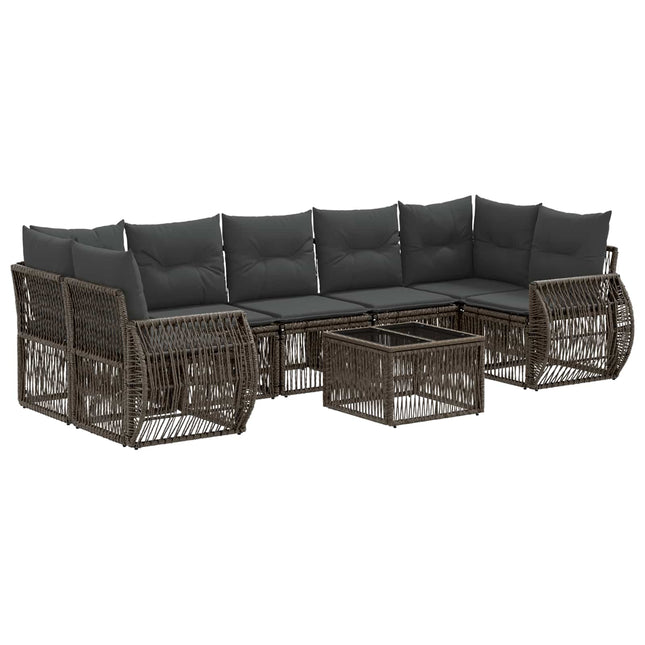 Havesofa Sæt 8 stk. Grå polyrattan