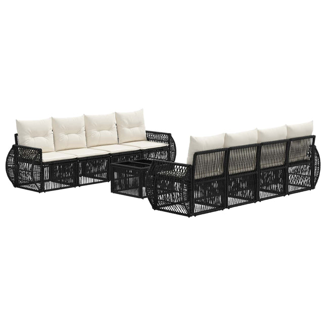 Havesofa Sæt 9 stk. Sort polyrattan
