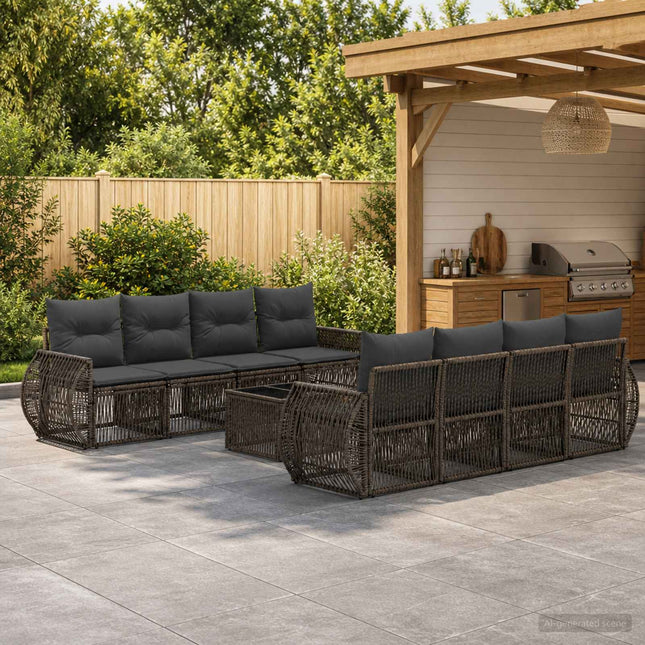 Havesofa Sæt 9 stk. Grå polyrattan