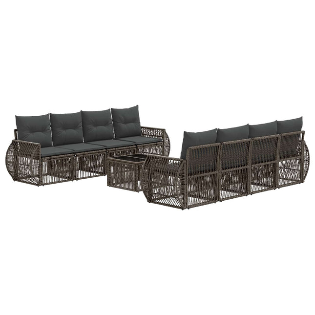 Havesofa Sæt 9 stk. Grå polyrattan