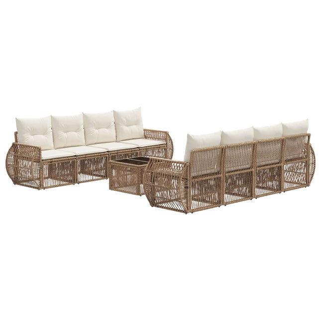 Havesofa Sæt 9 stk. Beige polyrattan