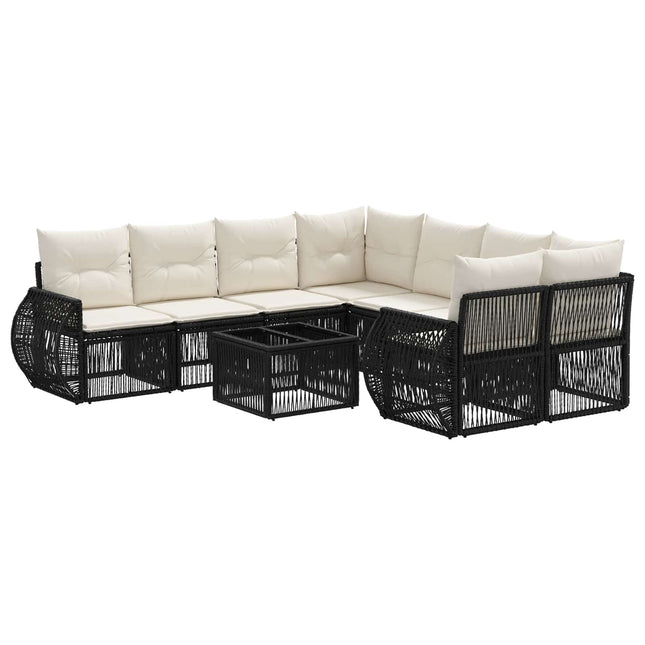 Havesofa Sæt 9 stk. Sort polyrattan